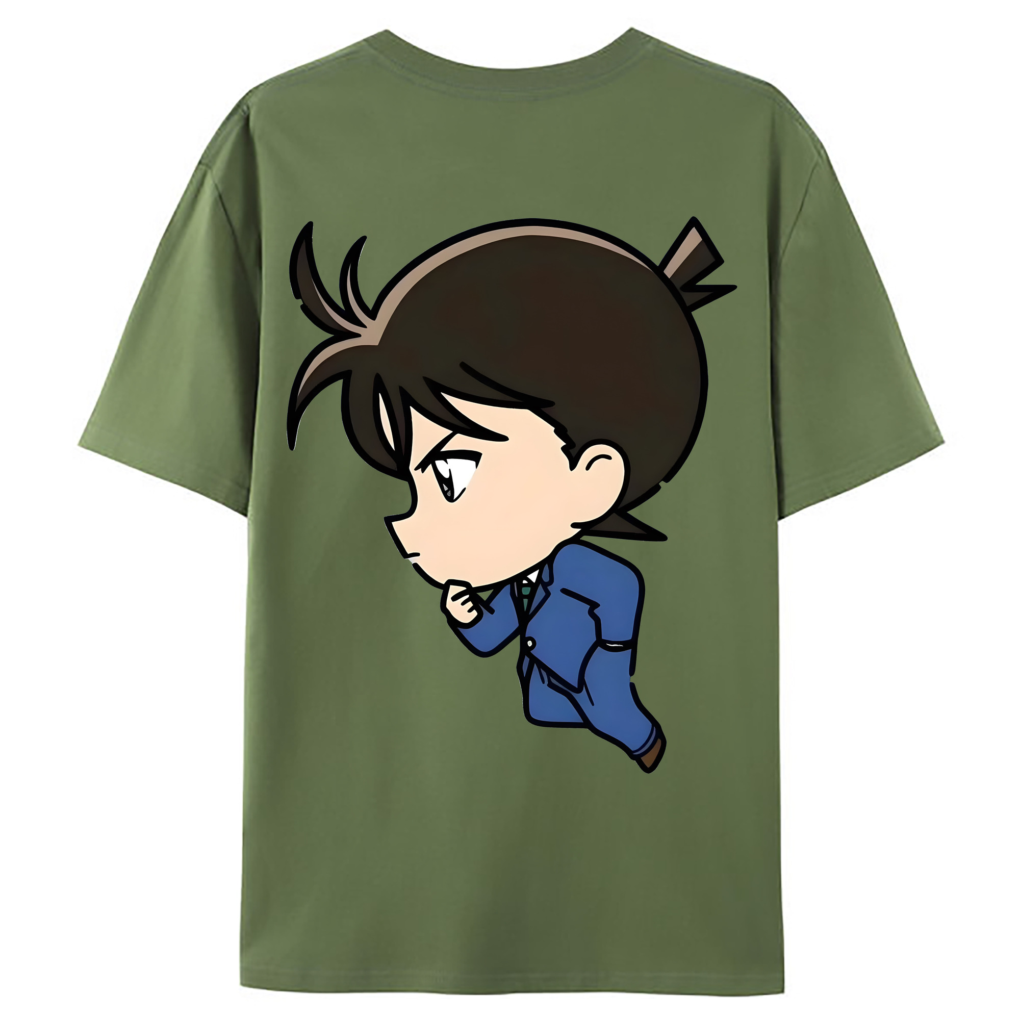 （画像用） 名探偵コナン 江戸川 コナン Detective Conan Conan Edogawa 綿100％ メンズ半袖Tシャツ（バックプリント） 通気性